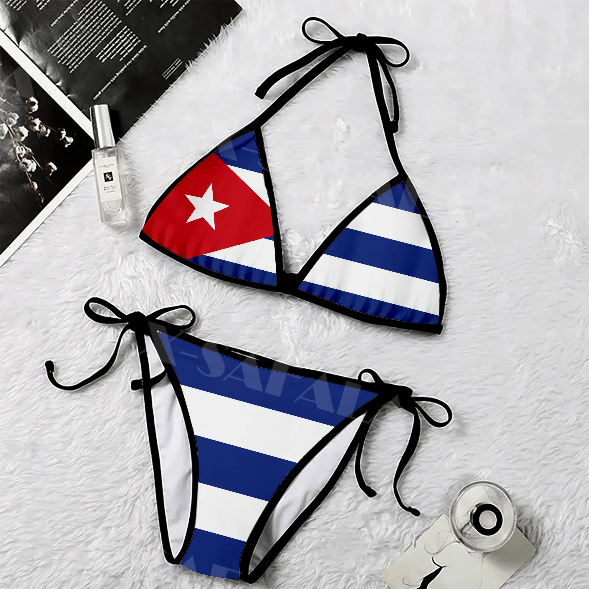 CUBA Flag Coat Of Arms Skull Patterns 3D Print Women Micro Bikini Set Summer Beachwear Sexy Beach Bathing Suits