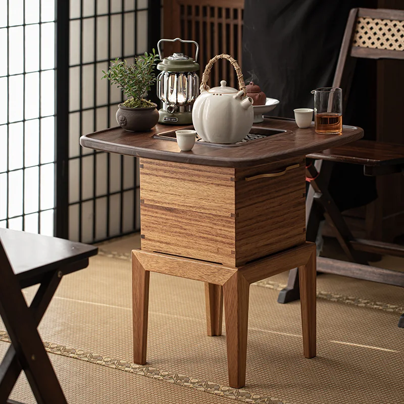 Walnut fireplace tea table charcoal iron basin tea table space winter oven tray integrated brewing stove rack