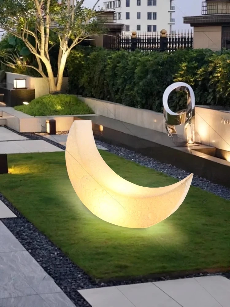 

Solar outdoor crescent lamp moon recliner lamp lawn floor lamp villa courtyard garden terrace landscaping