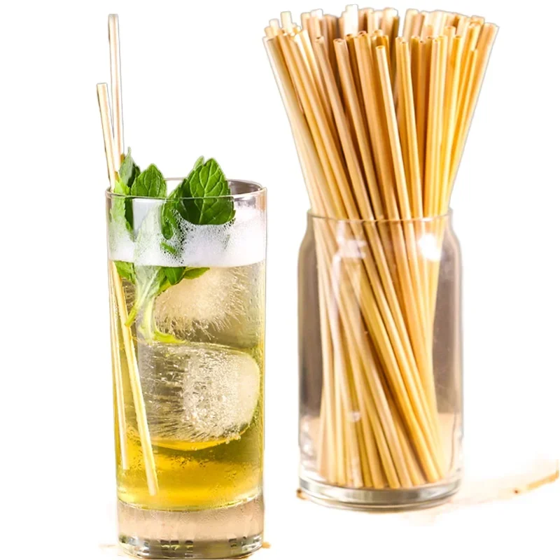 Natural Wheat Drinking Straws, Eco-friendly, Biodegradable, Party Bar, Kitchen Accessories, 20cm, 100 Pcs