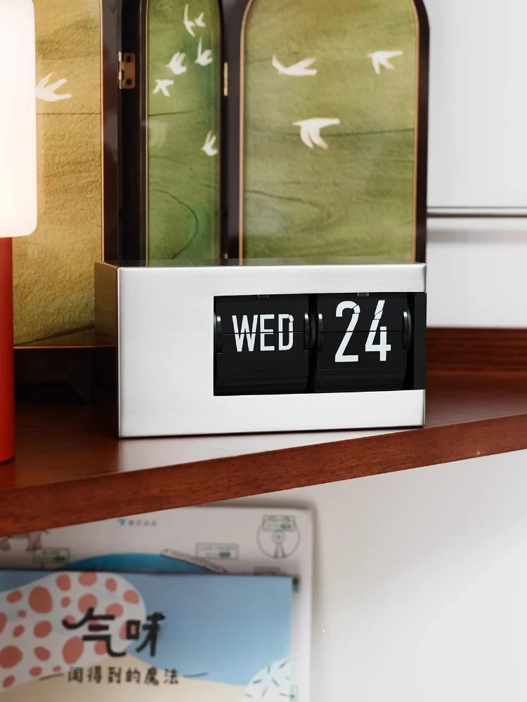 Automatic Page Turning Digital Calendar - Desktop Perpetual Calendar with Day and Time Display - Premium Decorative Ornament