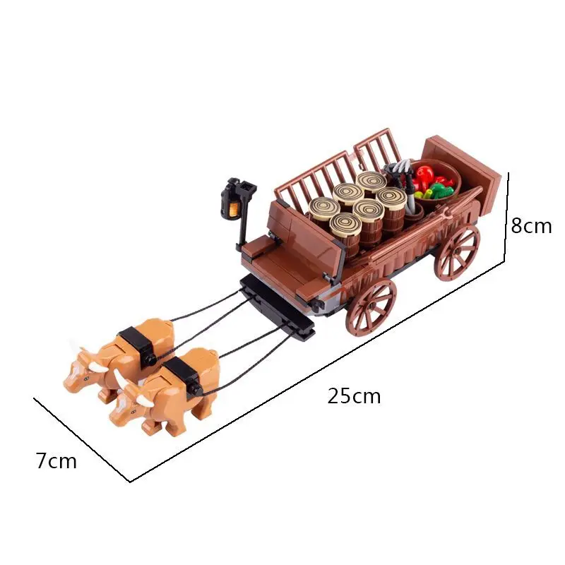 Animal Cattle Car Carriage Transport Banana Apple Fruit  Tool Crops Scene MOC Small Building Block Assemble Kids Toys Gift