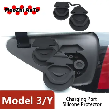 Nový vodotěsný kryt nabíjecího portu pro Tesla Model 3/Y, příslušenství, silikonový chránič nabíjecího portu, dešťová podložka, viditelná 10 nejlepší prodej Kryt nabíječky pro Teslu Model 3 - №8