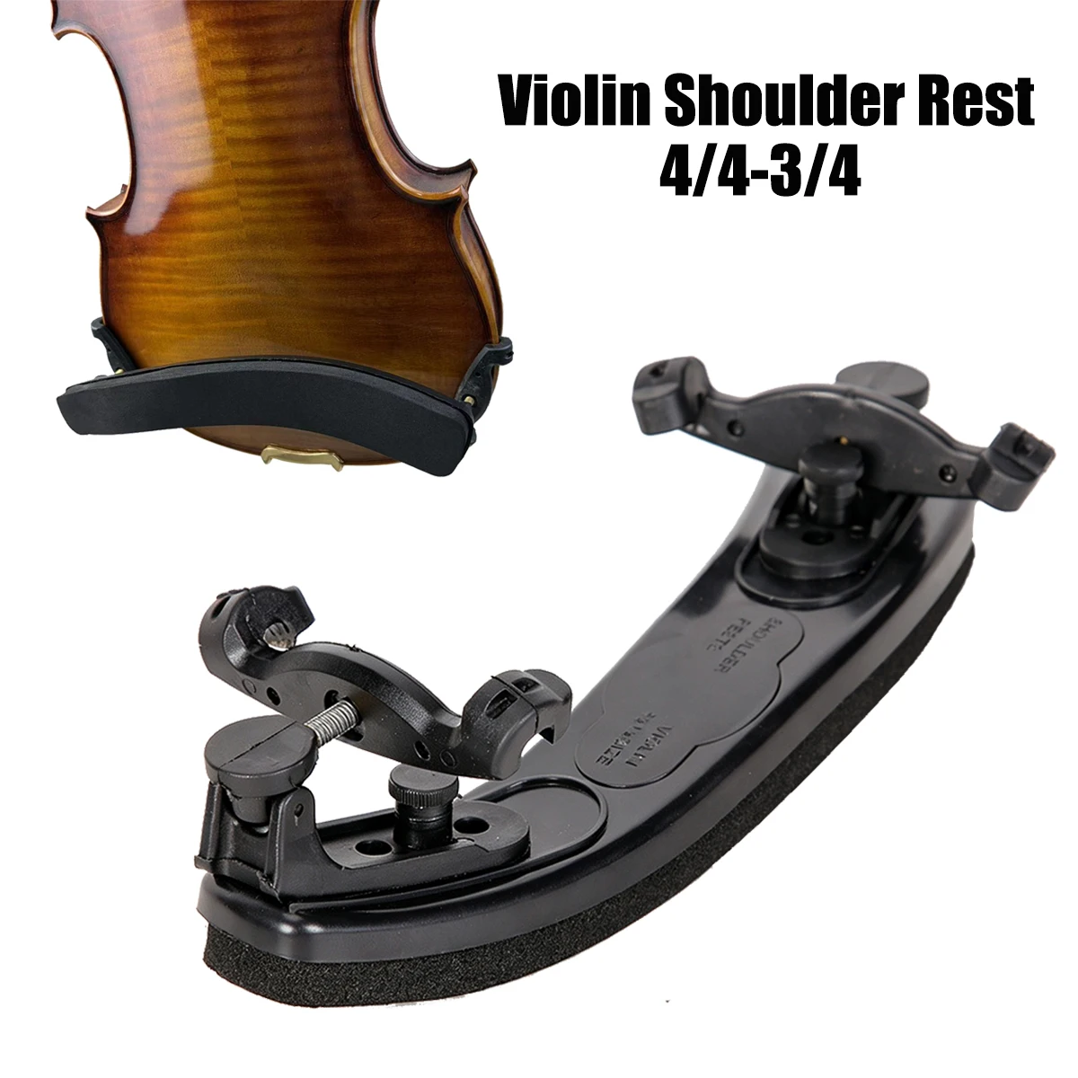 Miwayer 4/4 3/4 Violin Shoulder Rest Pad – Black, ABS+Sponge Construction, Foldable Claws, Durable,Ergonomic Comfort, for Violin
