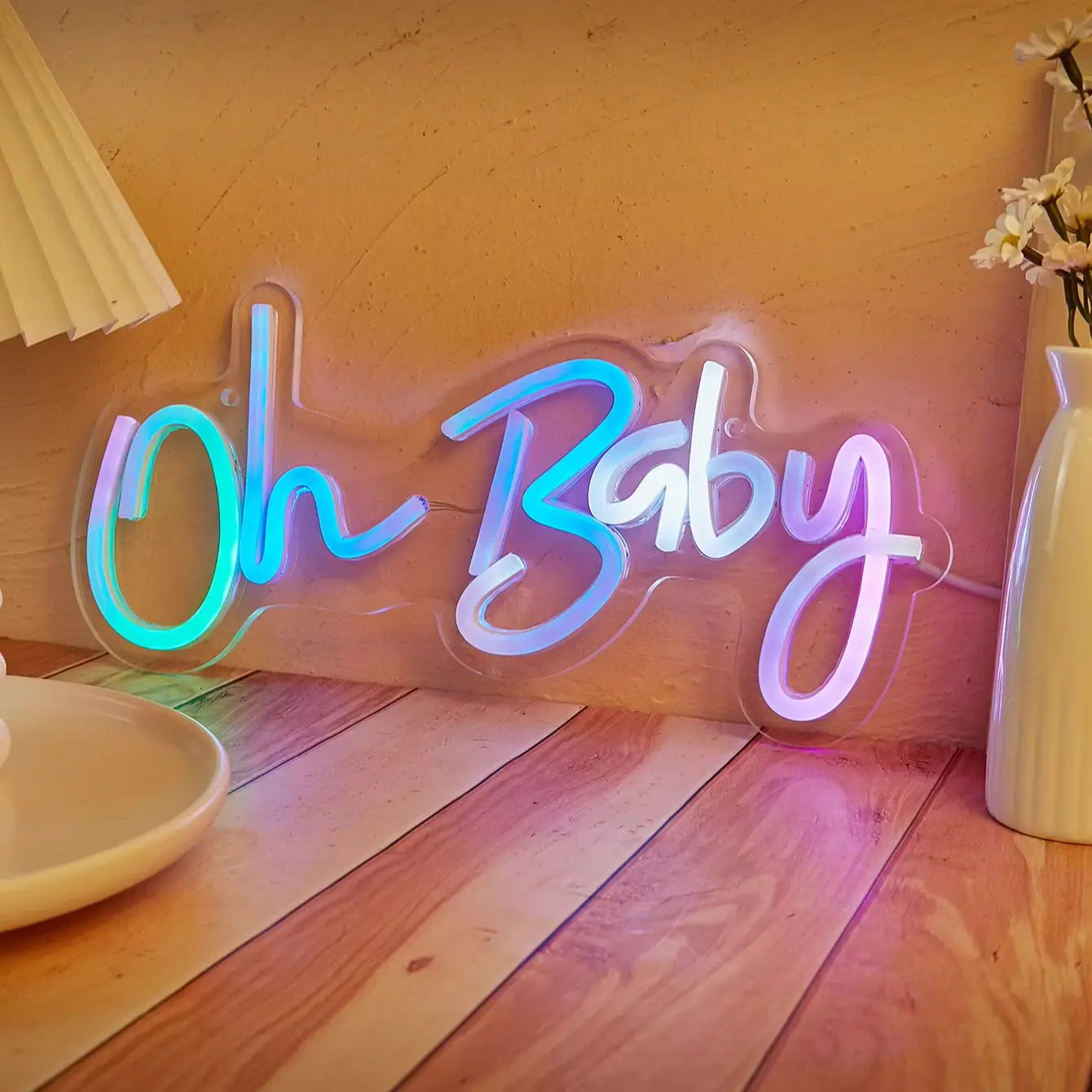 Chi-buy LED Neon Dazzling oh baby USB Powered Neon Signs Night Light 3D Wall Art & Game Room Bedroom Party Decor Lamp Signs