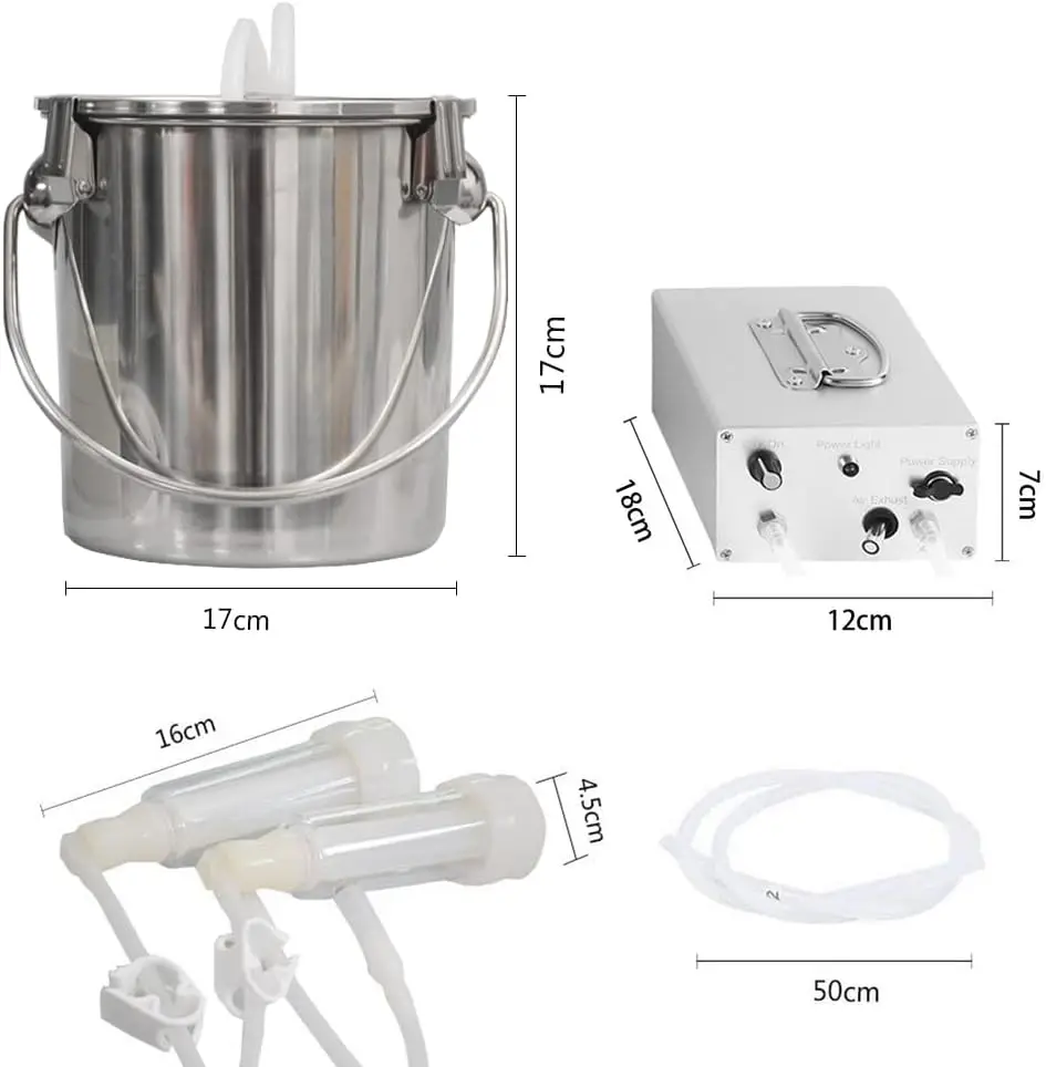 3L Geitenmelkmachine, Oplaadbare Verstelbare Zuigpulsatie Vacuüm Elektrische Melker, Draagbare Automatische Borstkolf