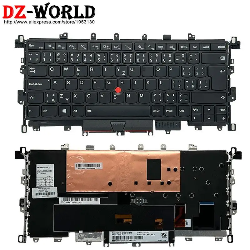 Tastiera retroilluminata per laptop Lenovo Thinkpad X1 Yoga 1a generazione BE CFR CH SWS CZ DE GR EE FR HU NDC NO SE FI SI IT AZERTY QWERTZ
