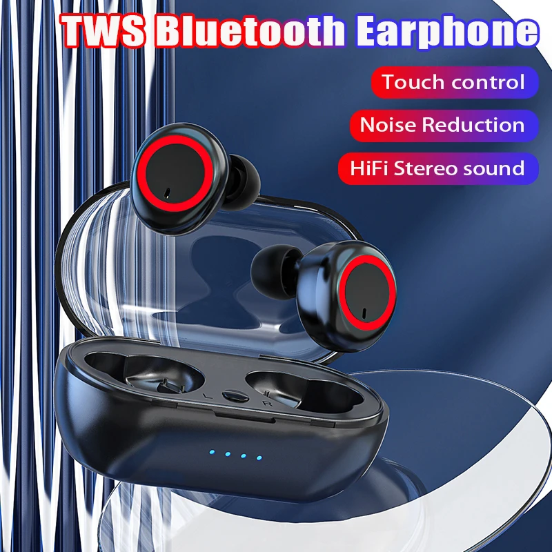 TWS Y50 Bluetooth Headphone Sports Earphones HiFi Wireless Bluetooth 5.0 Touch Motion Noise Reduction Earbuds with Microphone