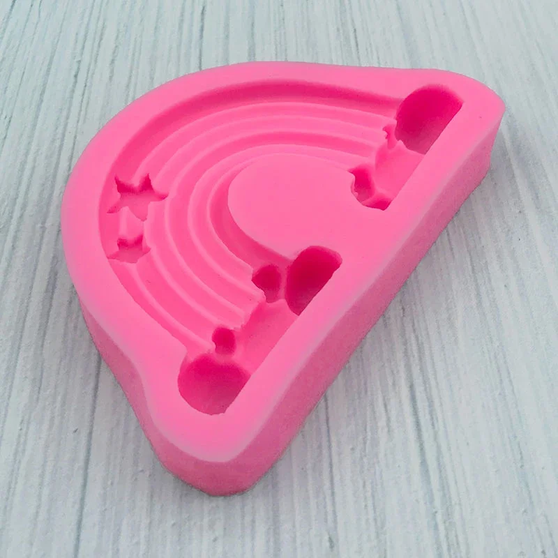 3D สวยช็อกโกแลต Rainbow Mould เค้กตกแต่งเบเกอรี่ Fondant พุดดิ้ง DIY ดินเรซิ่น Art รูปแบบเตาอบไอน้ําม