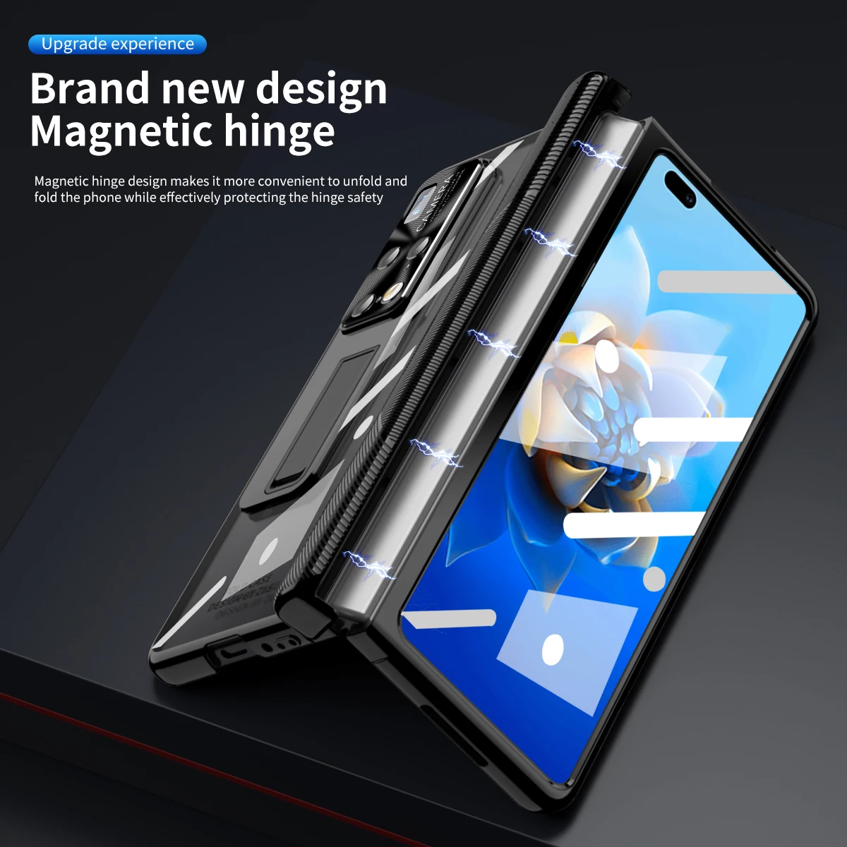 Transparent Electroplating Hinge Case for Huawei Mate X2 Pencel Cover Metal Camera Tempered Glass Cases 360 Full Protective