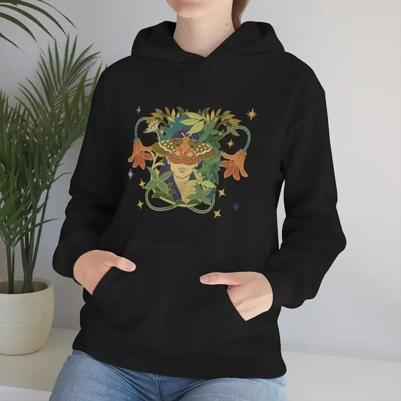 

Толстовка с капюшоном «Причудливый моль» Fairycore Goblincore Academy, одежда Cottagecore, толстовка с капюшоном Cottage Core, эстетические толстовки с грибами