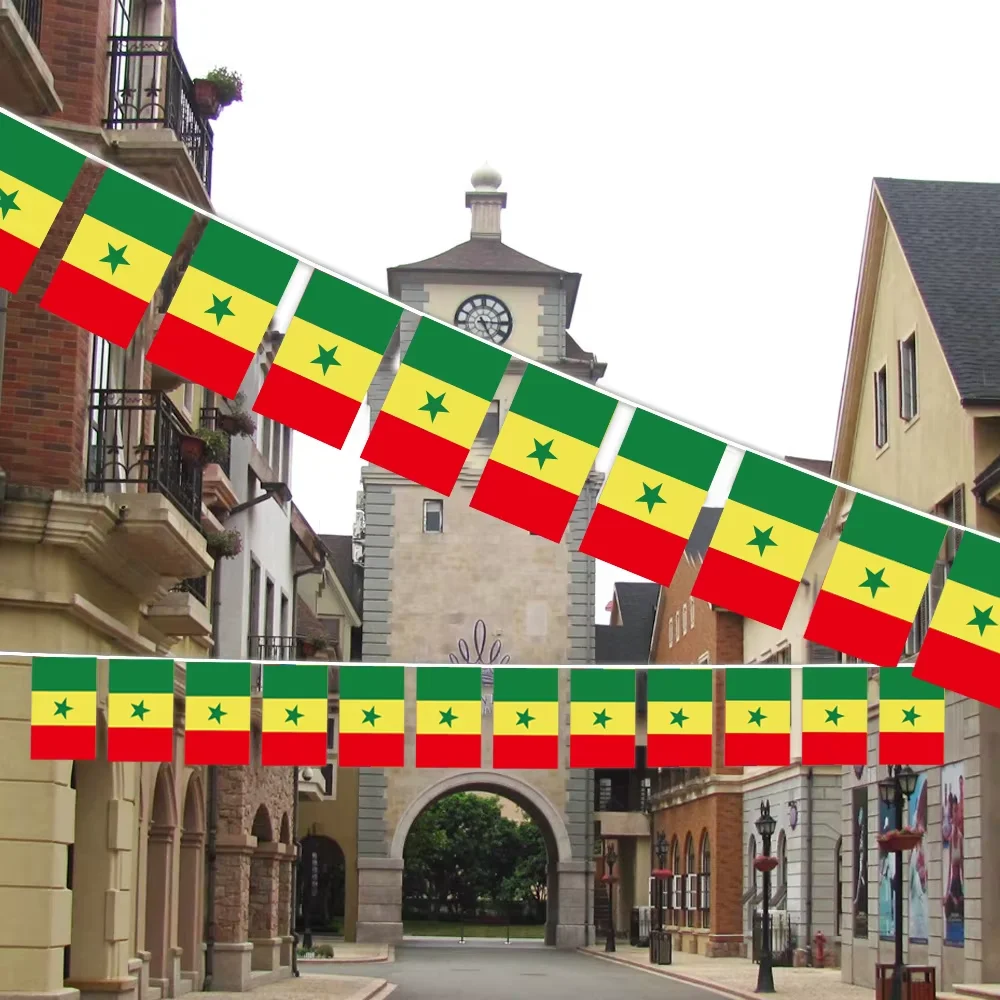 （SKY FLAG）Senegal Bunting Flags 14x21cm 20pcs/lot polyester Senegal String Flags Pennant Banner Festival Party Holiday for Decor