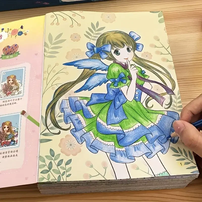 32-Page Cute Girls Coloring Book for Ages 3+ - Thick Paper, Creative Relaxation, Christmas & Birthday Gift, Chinese Version