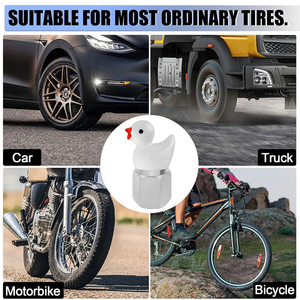 4 قطع من أغطية صمامات إطارات البط اللطيفة، أغطية جذع الصمام المزخرف العالمي لصمامات الهواء للدراجات النارية والسيارة #4