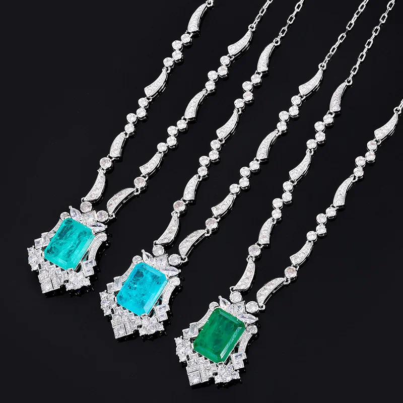 Luxury brand genuine real jewels Tiktok New Emerald Women's Palla Blue Collar Chain Pendant Adjustable Dinner Necklace high qual