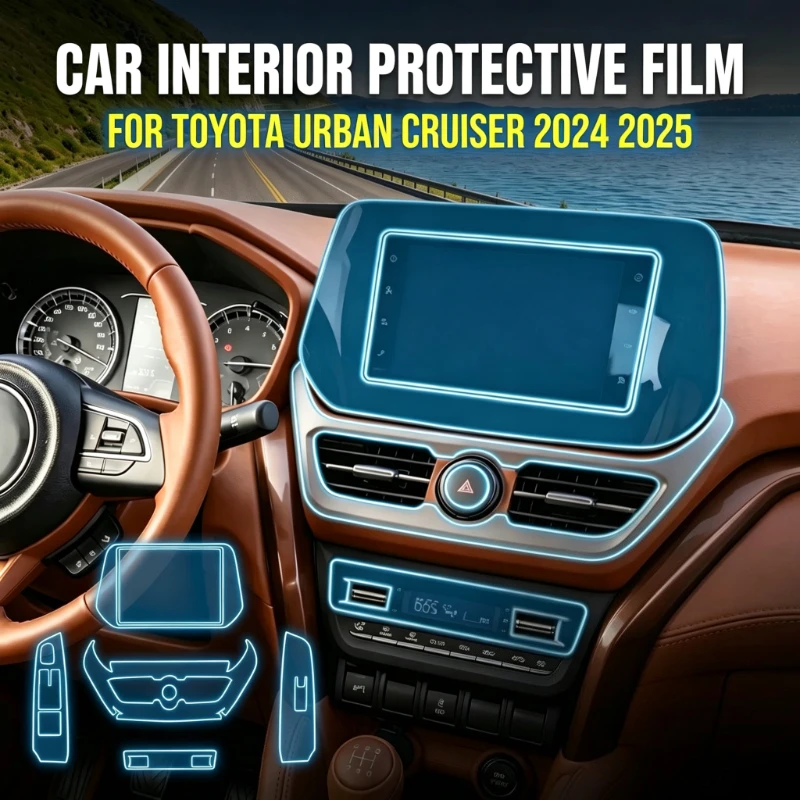 For Toyota Urban Cruiser 2024 2025 Interior Film TPU Navigation Screen Door Window Lifter Clear Protective Film Anti-scratch