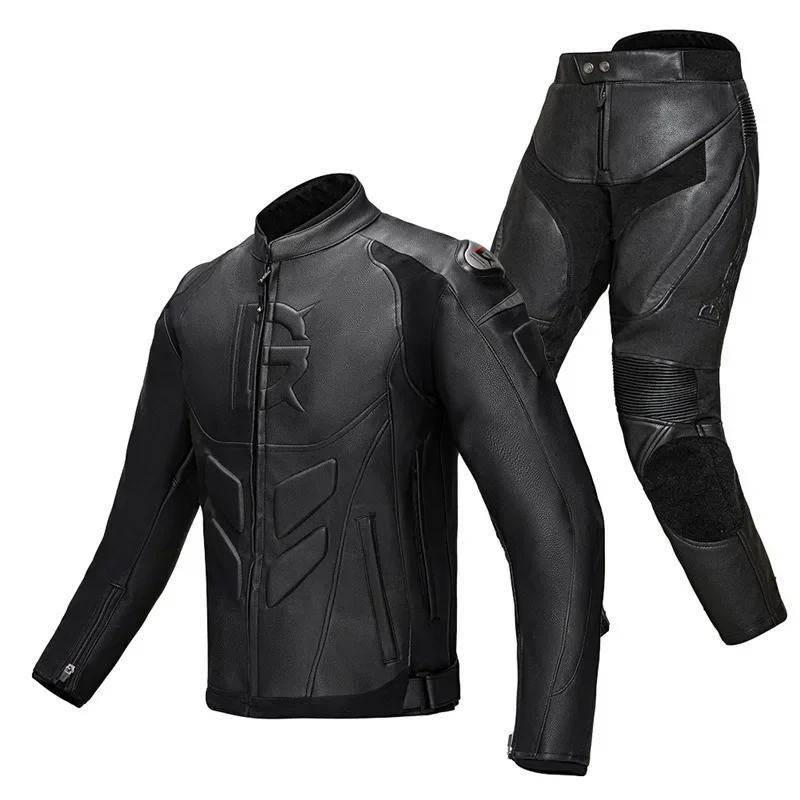 

Motorcycle riding clothes, racing clothes, anti-drop riding pants, windproof locomotive leather jacket, leather pants