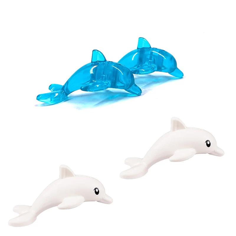 Transparent Blue/White Dolphin Marine MOC Life Animal Parts Building Blocks City Aquarium Pet Bricks Toys Compatible With LEGO