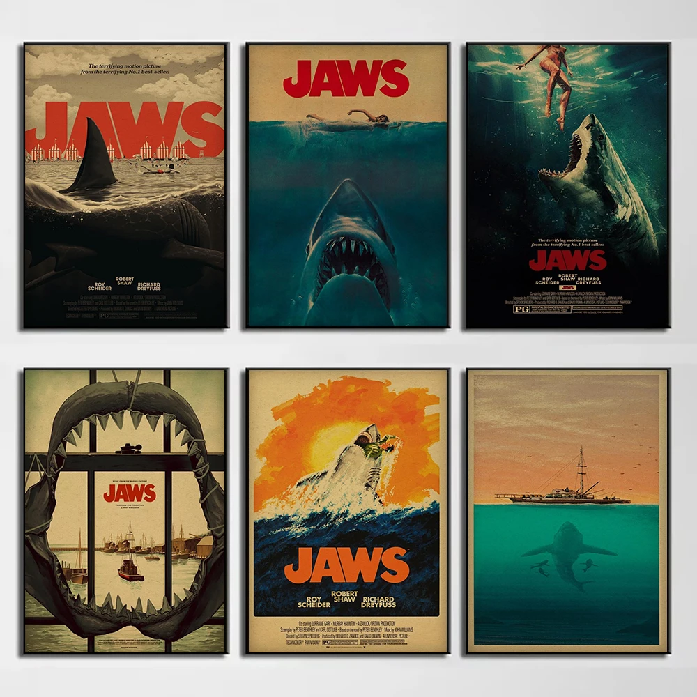 Jaws Movie Brody and Chief Quint Ocean Thriller Classic Movies Canvas Painting Wall Art Poster Picture Home Decor Mural Cuadros
