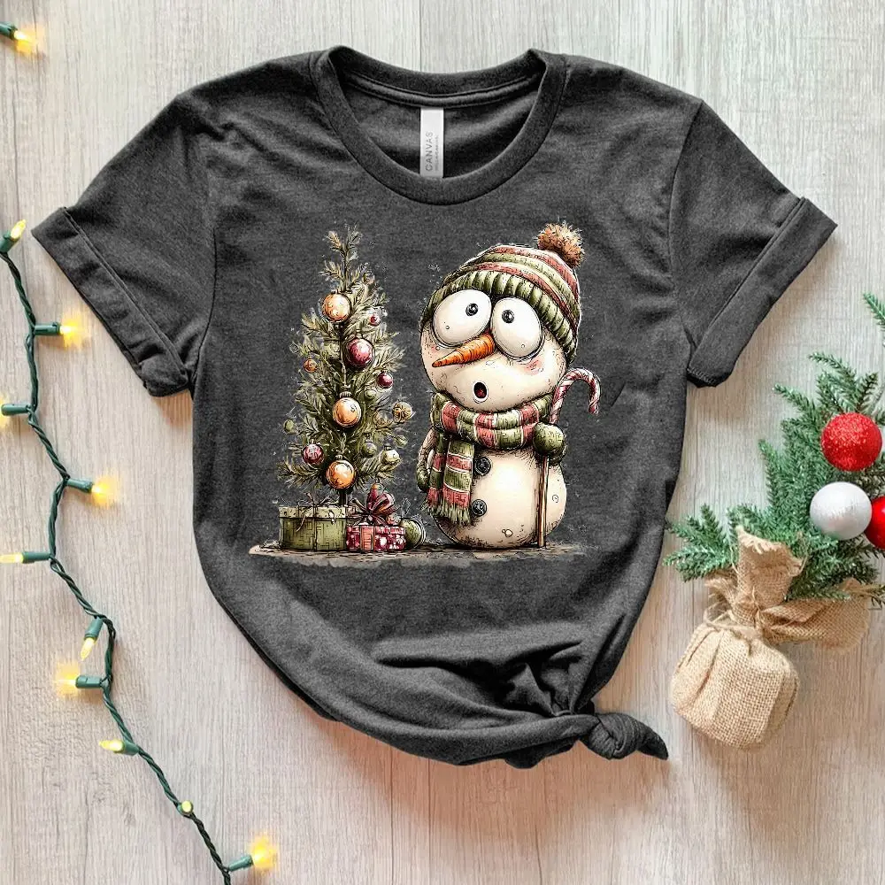 Pegatinas con patrón de vinilo de transferencia térmica para árbol de Navidad, muñeco de nieve sorpresa divertido, colores vibrantes, fáciles de usar, impresión de ropa, 6 piezas