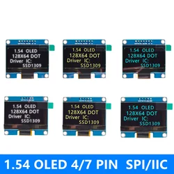 Módulo OLED de 1,54 pulgadas, pantalla LCD LED de 1,54 pulgadas, 12864x64, SSD1309, interfaz SPI/IIC I2C para Arduino, 4 pines, 7 pines