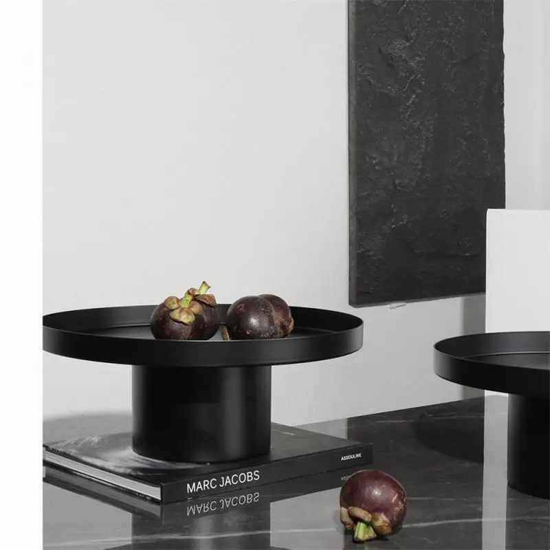 Snack Storage Organizer Buffet Presentation Tray Bread Fruit Cake Food Plate Round Black White Decorative Tray Home Decor