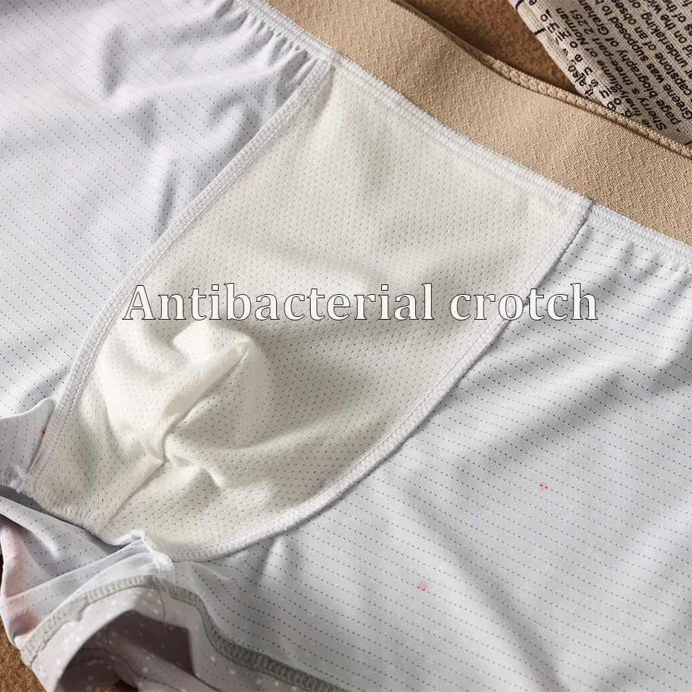 تنفس الحرير الجليد ملابس داخلية للرجال السماء المرصعة بالنجوم طباعة عالية المرونة الملاكمين كيس شبكي كبير لينة مريحة العصرية الذكور Underpant