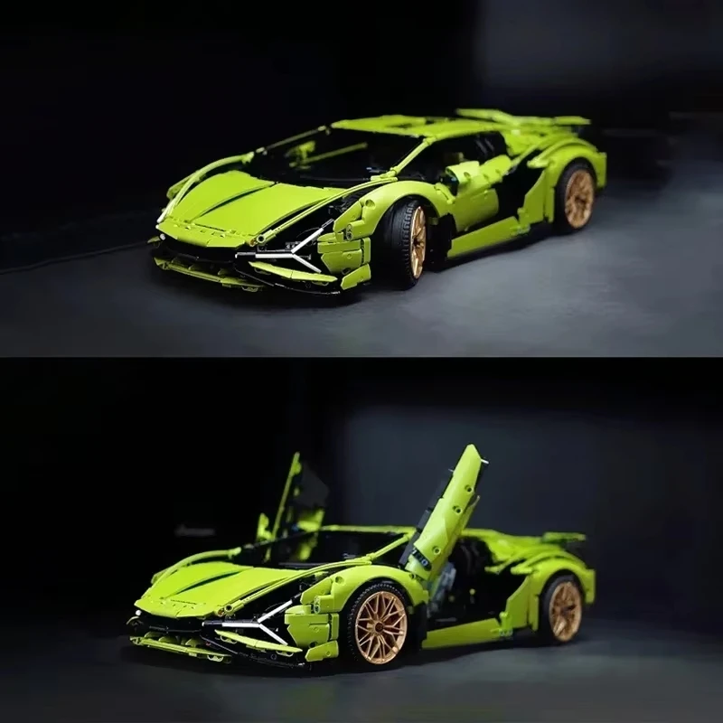 2024 New Technical Sports Car Building Blocks Green Lamborghinis Model Famous Vehicle Assemble Bricks Kid Toys For Adult Gift