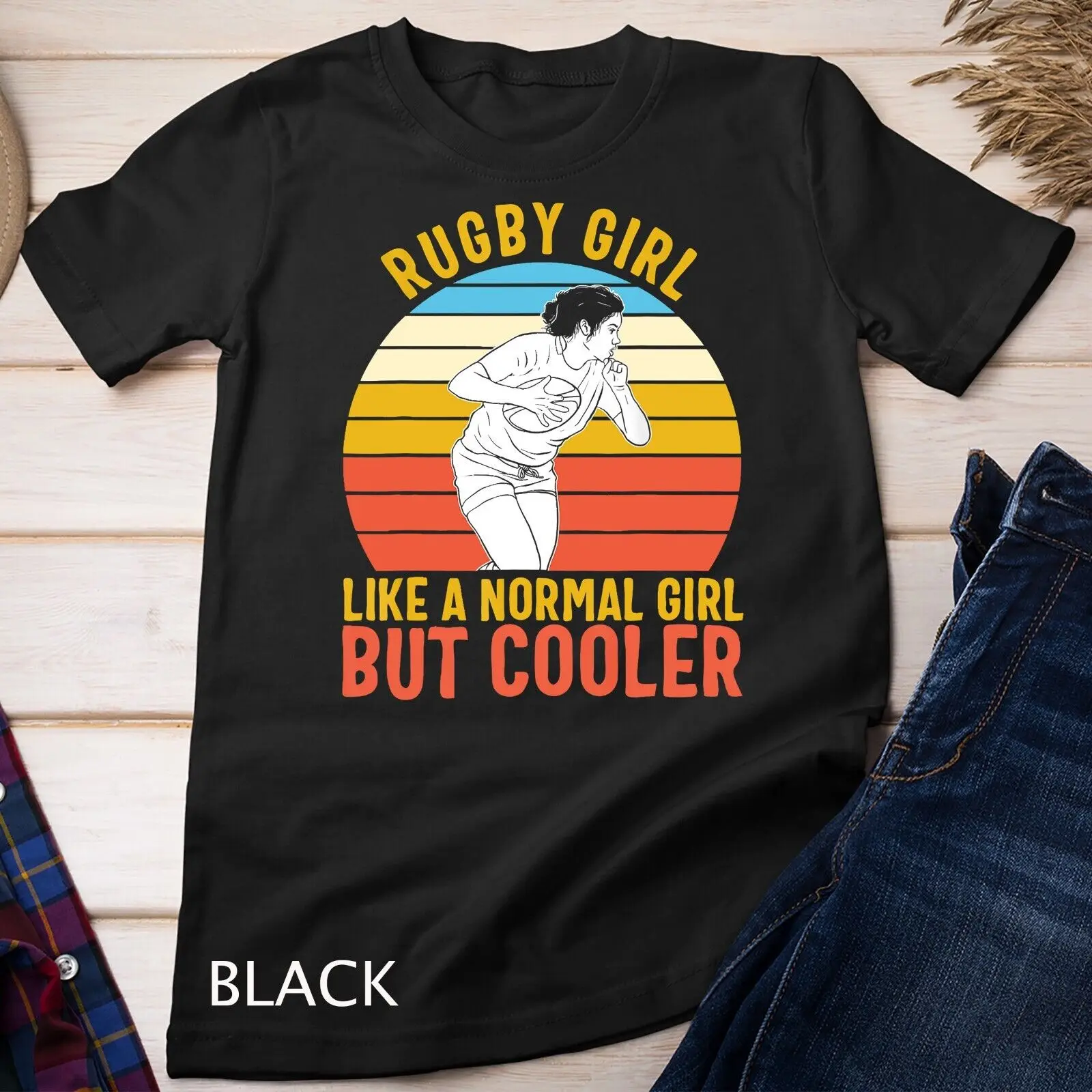 Rugby Player Girl Retro Definition Cool Sport football Women Unisex T-shirt