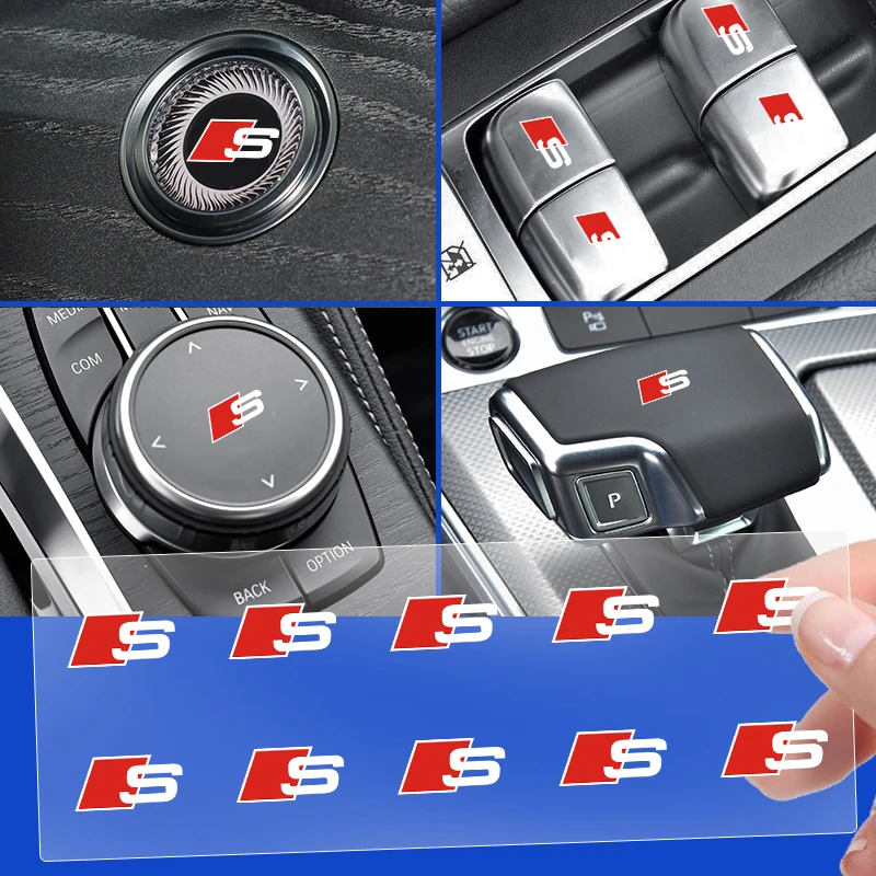 Car Interior Sticker Central control Decals Emblem Badge Car Styling For Audi Sline S4 S3 S5 S6 S7 S8 RS3 RS4 RS5 RS6 Q5L Q7 TT