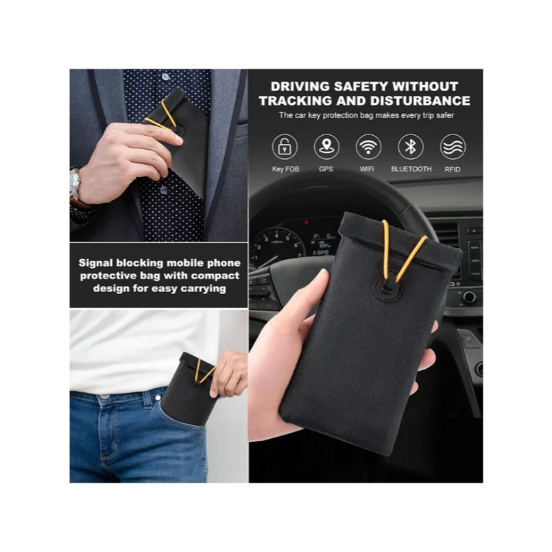 Faraday Bag for Car Key Fob & Smartphone  RFID/NFC Signal Blocking Pouch, Anti-Theft Protection Against Relay Attack & Hacking