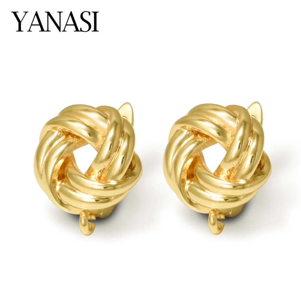 YANASI 18K Gold Plated Big Brass Earring Fixtures Clasps Accessories Earwire Hooks For DIY Woman Jewelry Making Findings Supplie