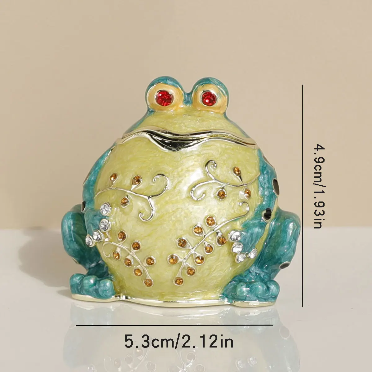 1pc Hand Painted Hinged Frog Trinket Jewelry Box Crystal Jeweled Small Cute Frog Animal Figurines Collectible