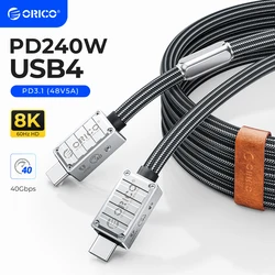 ORICO 40 Gb/s USB4 Kabel C DO UCB C 240w Thunder 3 Przewód do szybkiego ładowania typu C 8k 60hz TV Box do mobilnego tabletu Laptop Samsung