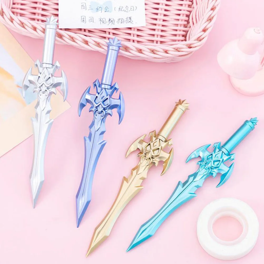 

12 шт., 0,5 мм, черная гелевая ручка, средняя ручка в форме меча, ручка для письма для студентов, офиса, безопасный материал премиум-класса