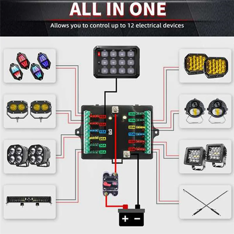 

A77Q-12 Gang Switch Panel RGB Switch Pod 12V Switch Panel For Car Truck Offroad RV Van SUV UTV ATV
