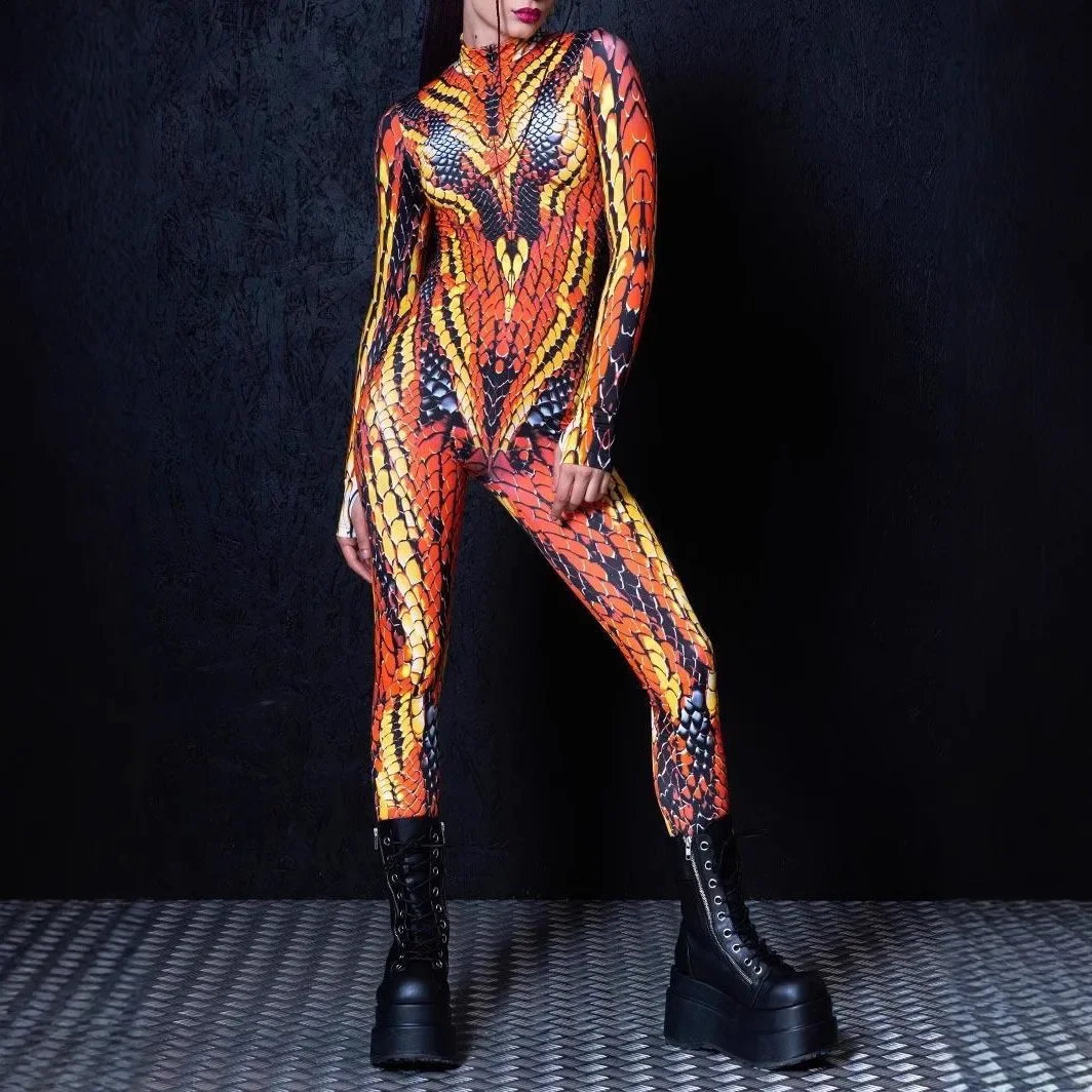 Halloween Cyber Punk Jumpsuit 3D Digital Printing Adults Cosplay Tights Bodysuit Carnival Party Catsuit Bodysuit Costume