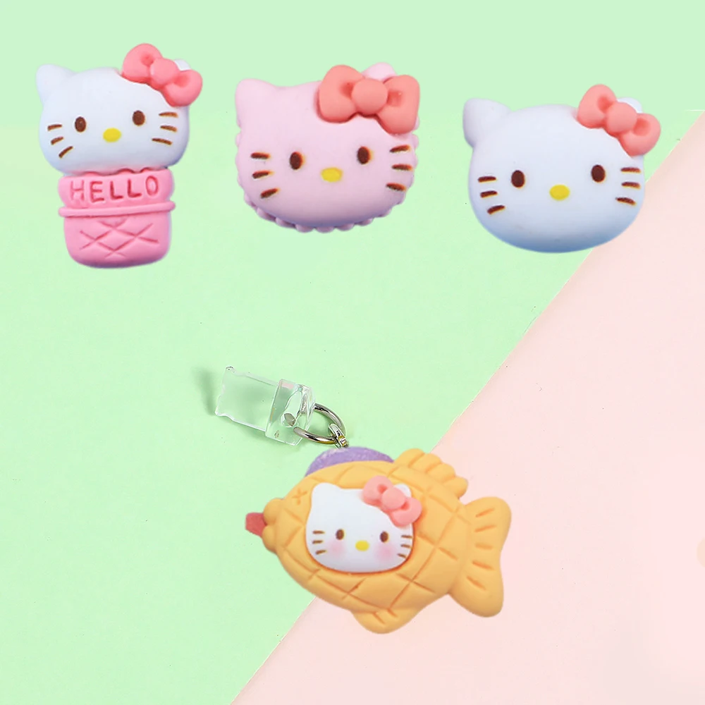 

Kawaii Sanrio HelloKitty Dust Plug Anime Cartoon Resin Accessory Mobile Phone IPhone Type-c Mobile Jewelry Pendant Birthday Gift