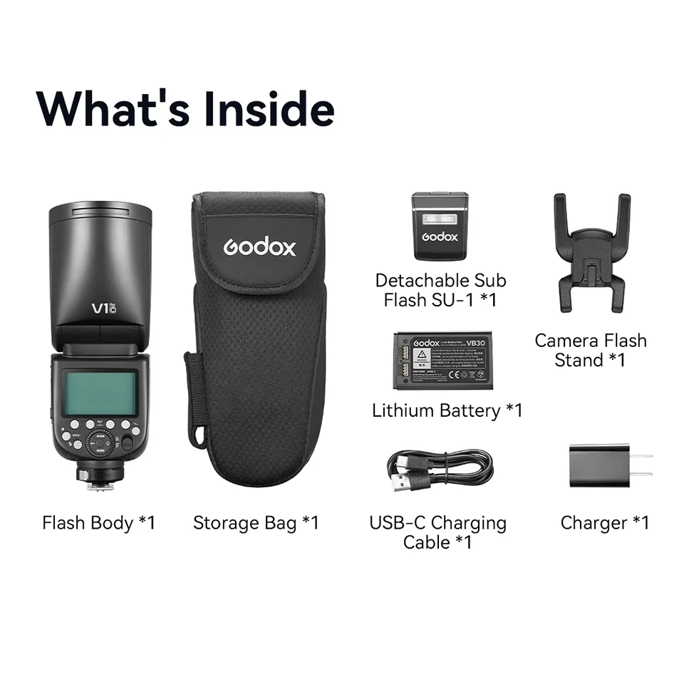 Godox V1 Pro TTL Li-ion Round Head Camera Flash HSS Wireless Transmission and Reception for Canon Nikon Sony Fuji Olympus