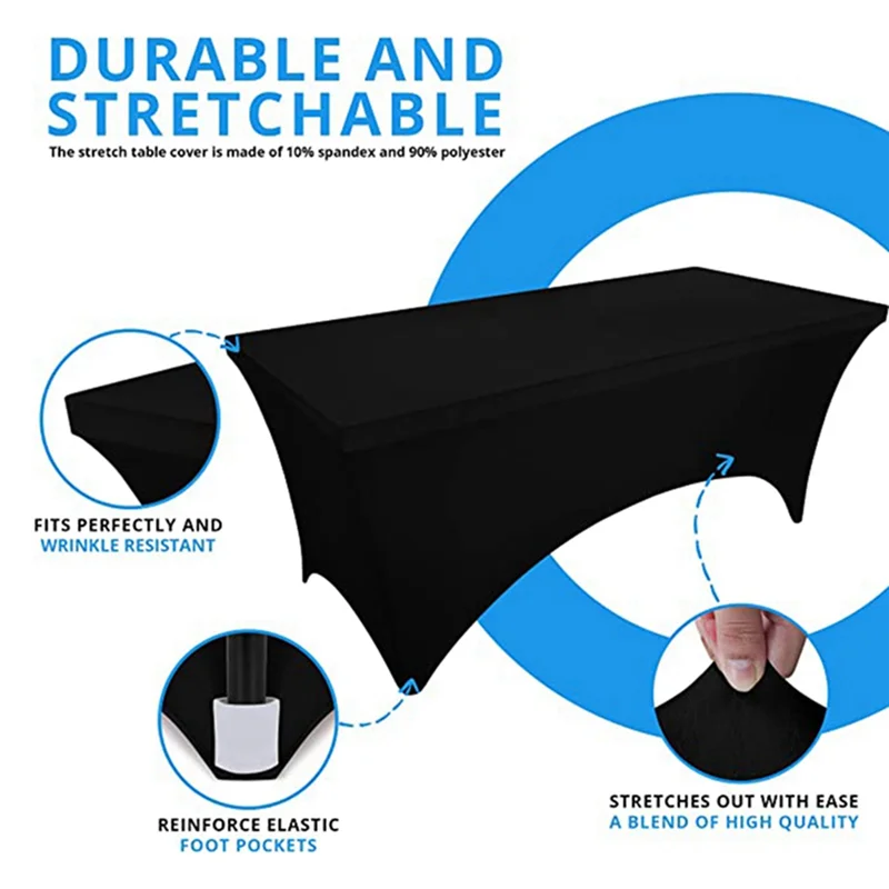 

DGO-nTablecloth Tight, Fitted, Washable and Wrinkle Resistant Stretch Rectangular Patio Table Cover for Event 2