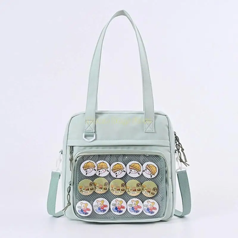 

X90D Women Harajuku Crossbody Bags Girls JK Bag Clear PVC Window Canvas Shoulder Bag Ladies Small Book Handbags