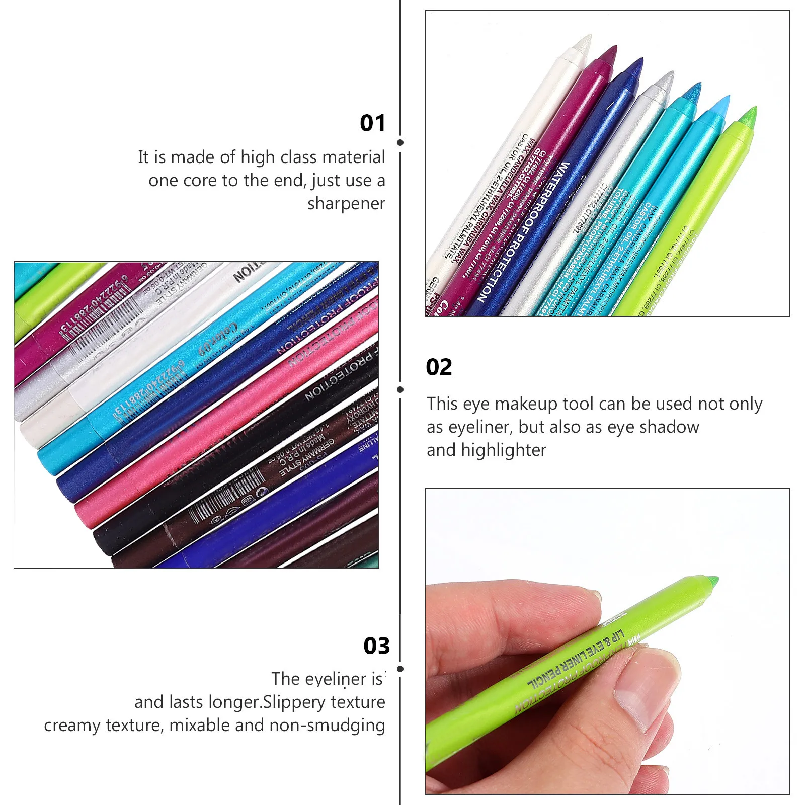 14Pcs Makeup Eye Lining Pencil Set Colorful Long-Lasting Comfortable Precise Drawing Tool Natural Stereo Eye Look