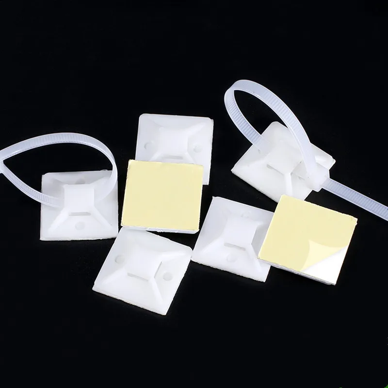 20pcs Cable Tie Base White 20 25 30 40mm Self-Adhesive Wire Zip Tie Wall Holder Car Fixing Seat Clips Suction Position Sucker