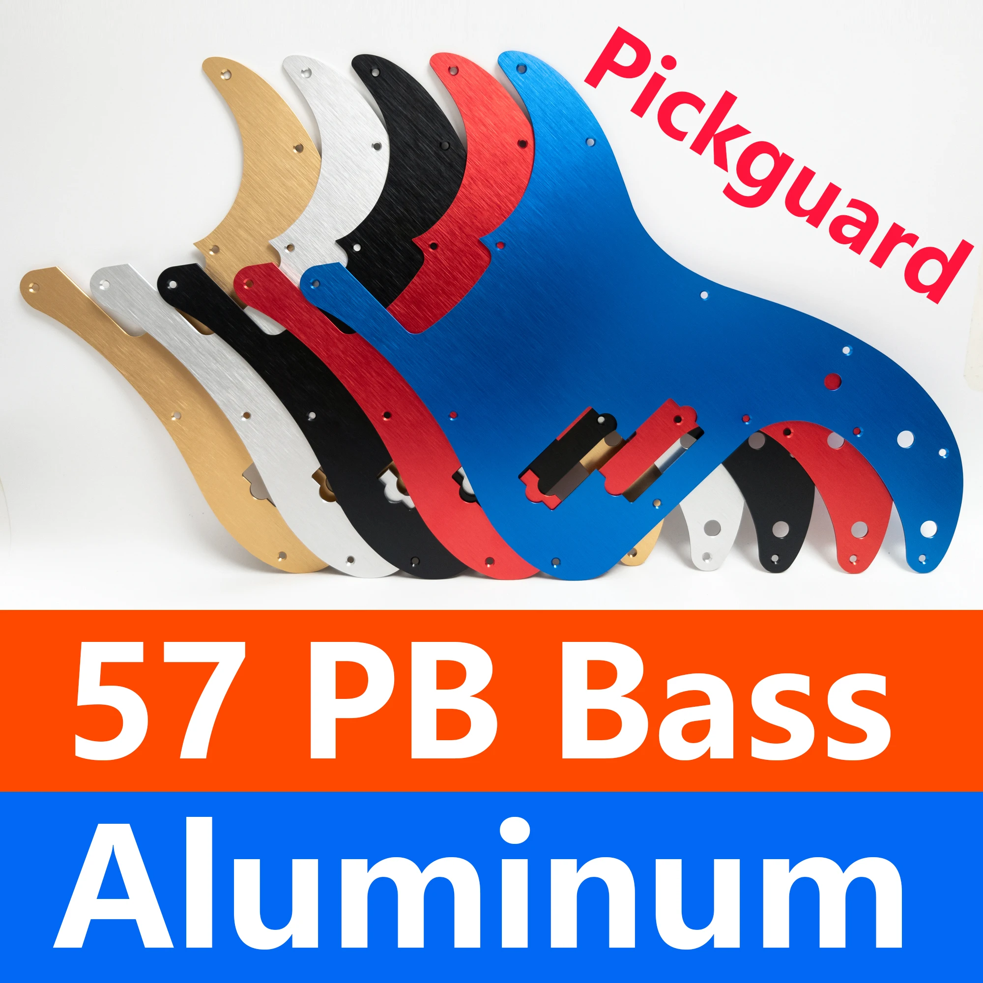

13-Hole Brushed Aluminum Bass Pickguard, Anodized Scratch Plate for PB Style Bass Guitar, Replacement Accessory
