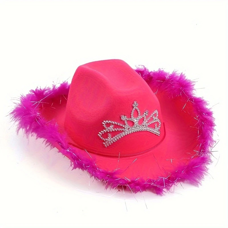 Y2K Pink Wool Princess Crown Knight Hat Outdoor Sun Protection Hat suitable for outdoor sports shade daily commuting