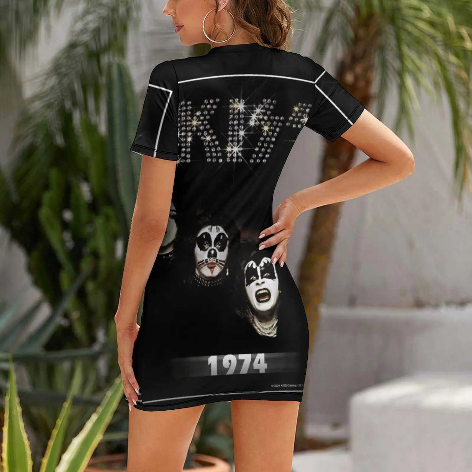 KISS ? the band - 1974 Album - Year Short Sleeved Dress evening dress ladies party dresses woman