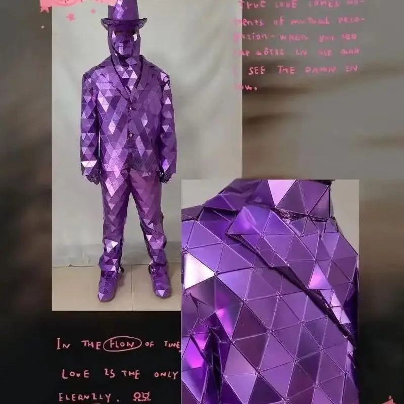 

New Hand Sewn Mirror Disco Suit Shiny LED Dance Costume for Men Stage Performance Nightclub Party Halloween Outfit