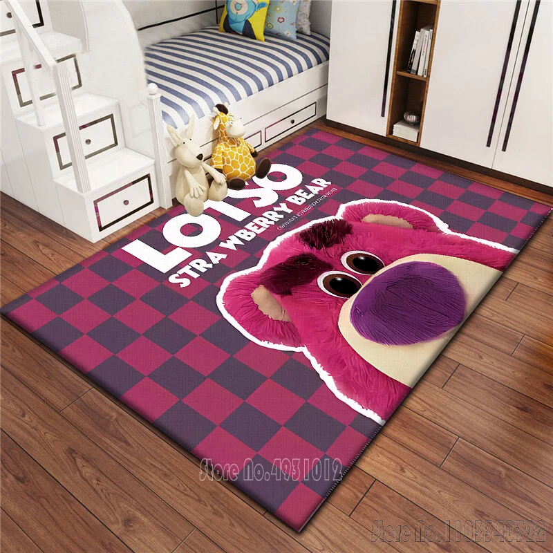 

Disney Strawberry Bear Lotso Rug Carpets 80x120cm Decor for Bathroom Kids Floor Mat Living Room Children's Bedroom Sofa