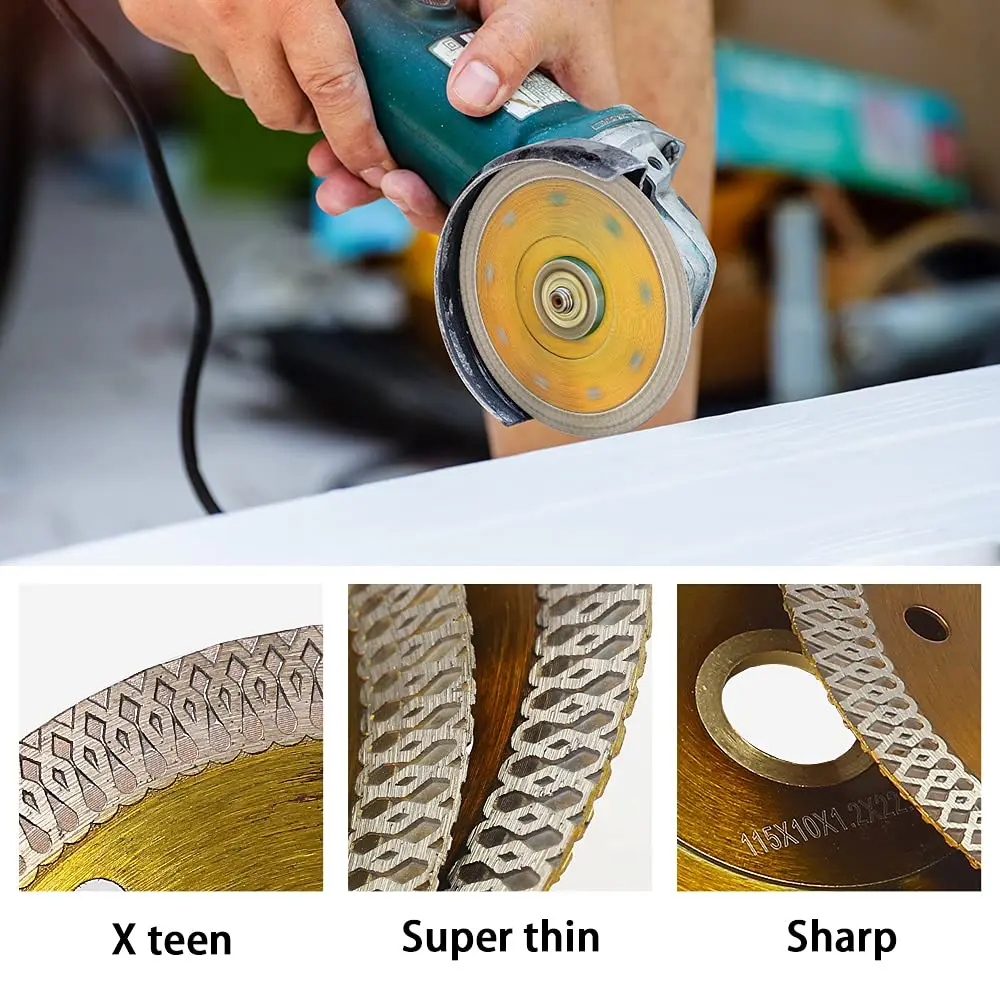 화강암, 대리석, 세라믹용 5피스 초박형 다이아몬드 타일 블레이드 세트 - 4.5인치