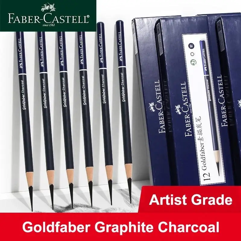 5 / 6PCS Faber Castell Goldfaber Charcoal Graphite Sketch Set EX-Soft Medium Hard Pencils for Drawing Sketching Shading Artists